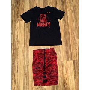 Nike Boys Medium Youth Outfit Elite Dri-fit Shorts‎ Cotton Tee Shirt T-shirt